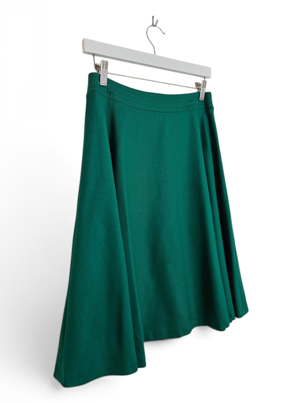 Boden Wool Blend A-Line Skirt Size 4R High Waist Midi Emerald Green Office Lined